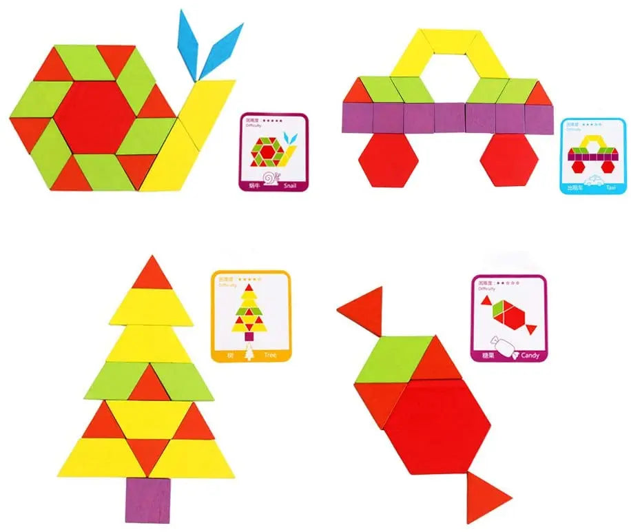 Tangram de madeira Montessori